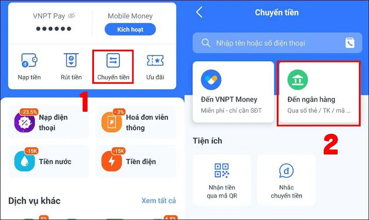 Rút tiền từ SIM điện thoại về thẻ ngân hàng với VNPT Pay